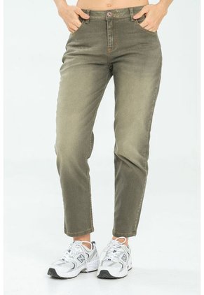 Jeans Mom Militar Verde Ragged Pf21350049