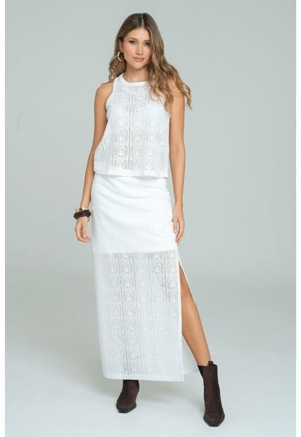 Falda Larga Jhaelyn Blanco Ragged Pf11320520