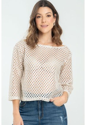 Blusa Tejida Brillo Plateado Ragged Pf11112840
