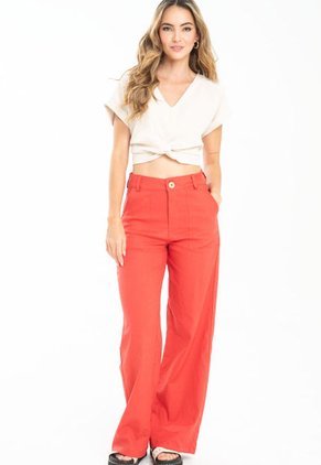 Pantalon Lino Rojo Ragged Pf11310767