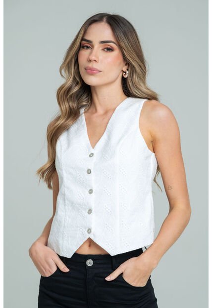 Chaleco Girlhis Blanco Ragged Pf11150052