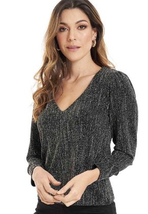 Top Glow Manga Larga Negro Ragged Pf12120218