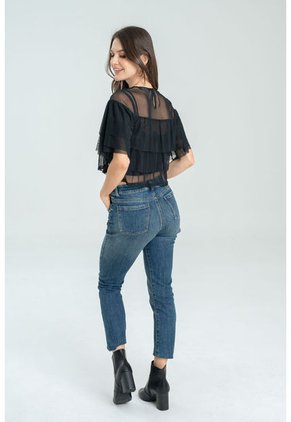 Blusa Capas Mesh Negro Ragged Pf12120362