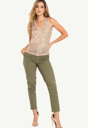 Pantalon Tobillero Dril Verde Ragged Pf21310012
