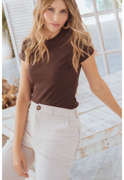 Camiseta Rib Café Ragged Pf11121165