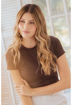 Camiseta Rib Café Ragged Pf11121165