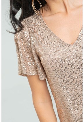 Blusa Manga Corta Brillos Crudo Ragged Pf12110831