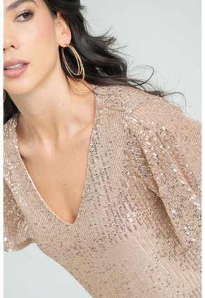 Blusa Manga Corta Brillos Crudo Ragged Pf12110831