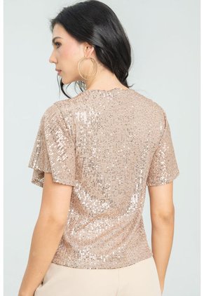 Blusa Manga Corta Brillos Crudo Ragged Pf12110831