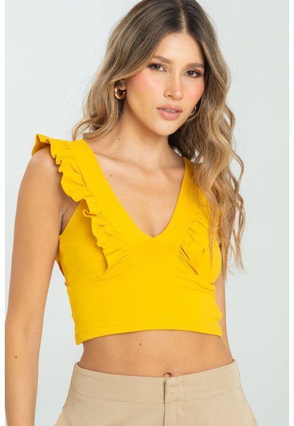 Crop Top Hattie Amarillo Ragged Pf13120820
