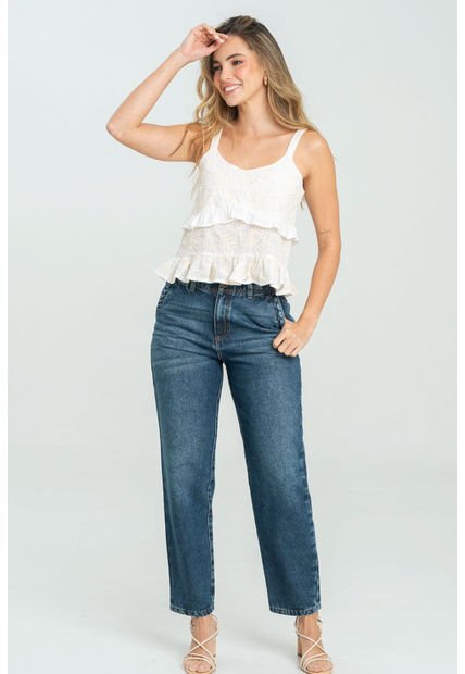 Jeans Mom Giotto Azul Ragged Pf21350060