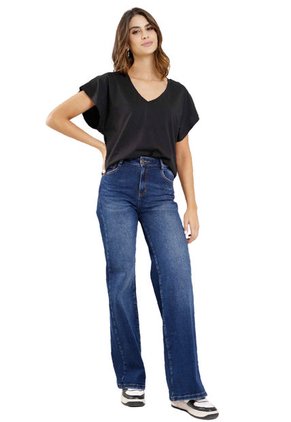 Camiseta Escote En V Negro Ragged Pf21120003