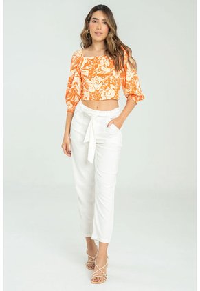 Pantalon Lino Cinturon Blanco Ragged Pf11310850