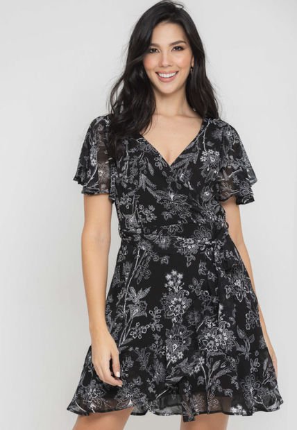 Vestido Amatista Negro Ragged Pf11511083