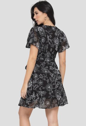 Vestido Amatista Negro Ragged Pf11511083