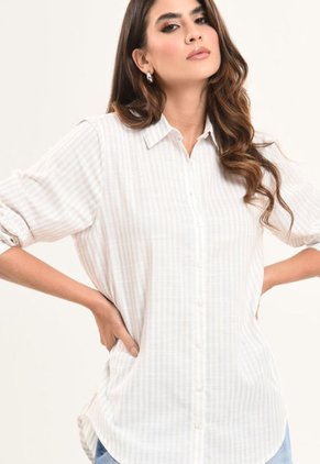 Camisa Boyfriend Spring Beige Ragged Pf11112539