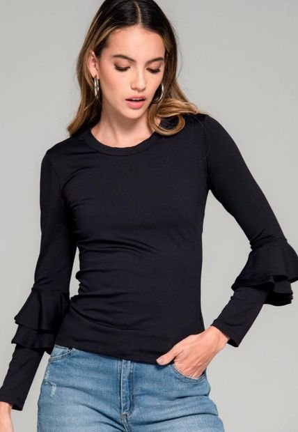 Top Paige Negro Ragged Pf13120649