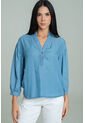 Blusa Velino Manga Recogida Azul Ragged Pf21110024 de Ragged