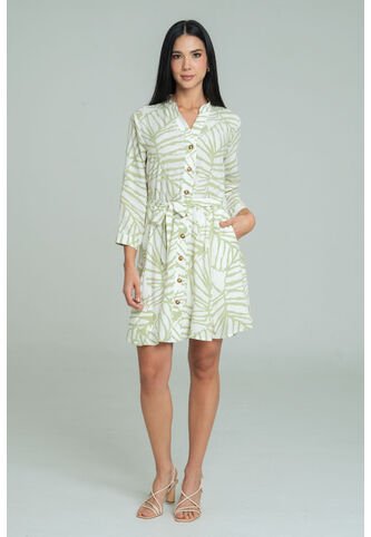 Vestido Beca Verde Ragged Pf11511474 Ragged