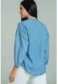 Blusa Velino Manga Recogida Azul Ragged Pf21110024 de Ragged