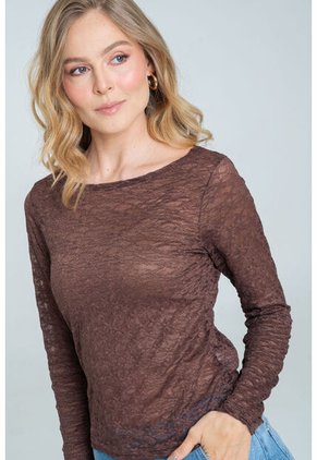 Blusa Blonda Manga Larga Café Ragged Pf11113077