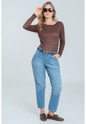 Blusa Blonda Manga Larga Café Ragged Pf11113077