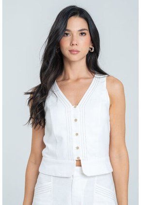 Chaleco Pespuntes Alrut Blanco Ragged Pf11150049