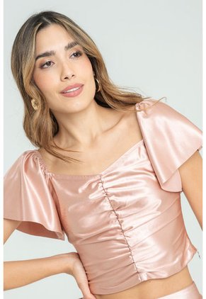 Top Satinado Posse Rosa Ragged Pf11121122