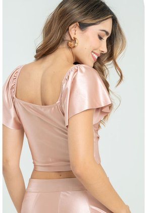 Top Satinado Posse Rosa Ragged Pf11121122