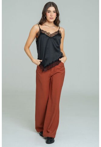 Blusa Satin Encaje Negro Ragged Pf12110886 Ragged