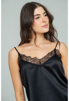 Blusa Satin Encaje Negro Ragged Pf12110886