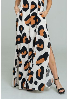 Vestido Animal Cortes Beige Ragged Pf11511478