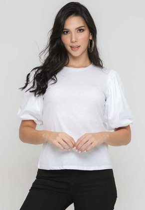 Camiseta Manga Globo Blanco Ragged Pf51120696