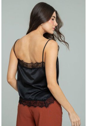 Blusa Satin Encaje Negro Ragged Pf12110886