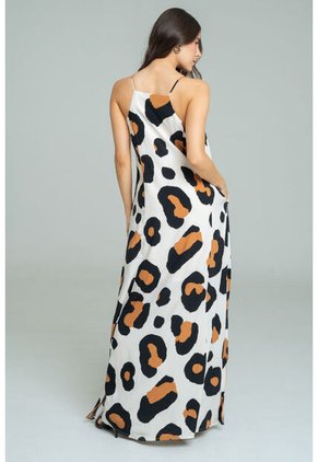 Vestido Animal Cortes Beige Ragged Pf11511478