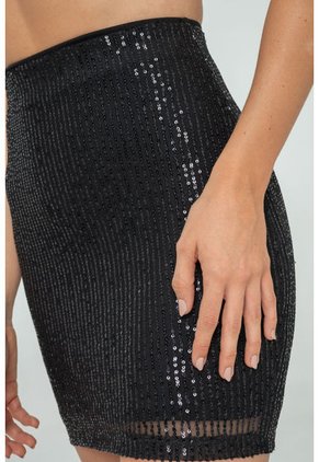 Falda Corta Brillo Negro Ragged Pf11320483