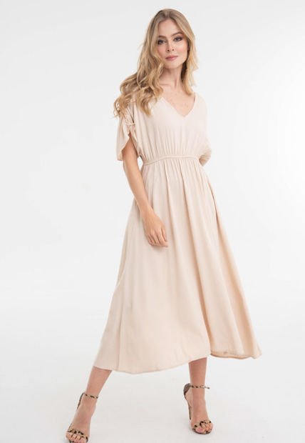 Vestido Largo Liena Beige Ragged Pf12510329