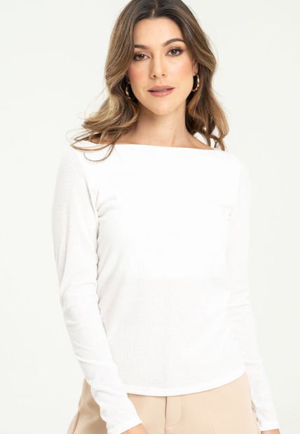 Top Rib Manga Larga Blanco Ragged Pf11121092