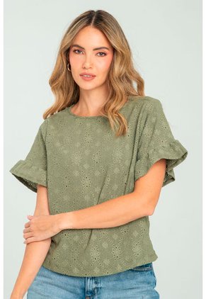 Blusa Bhiona Verde Ragged Pf11121169