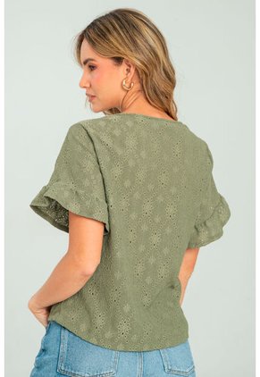 Blusa Bhiona Verde Ragged Pf11121169