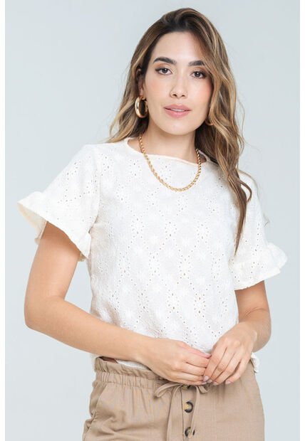Blusa Bhiona Blanco Ragged Pf11121169