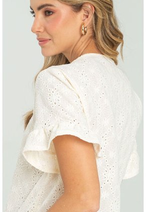 Blusa Bhiona Blanco Ragged Pf11121169