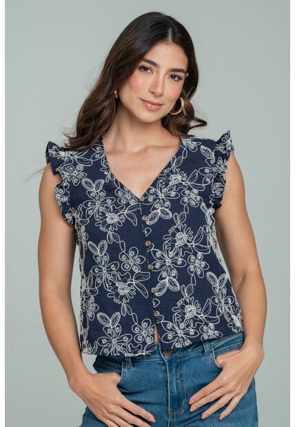 Blusa Nilu Azul Ragged Pf11113171