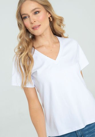 Camiseta Escote V Blanco Ragged Pf21120082 Ragged