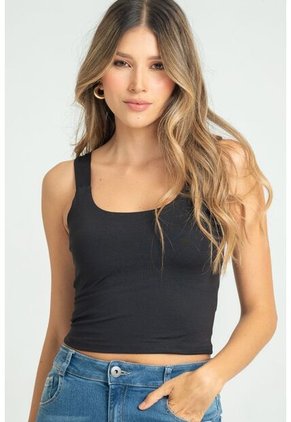 Crop Top Ssentials Negro Ragged Pf13120805