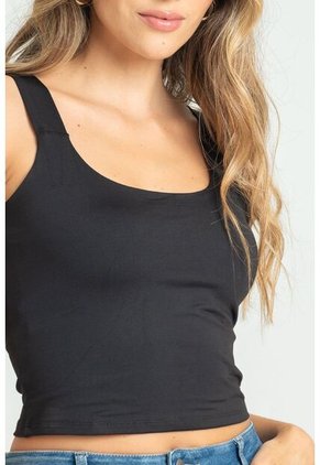 Crop Top Ssentials Negro Ragged Pf13120805