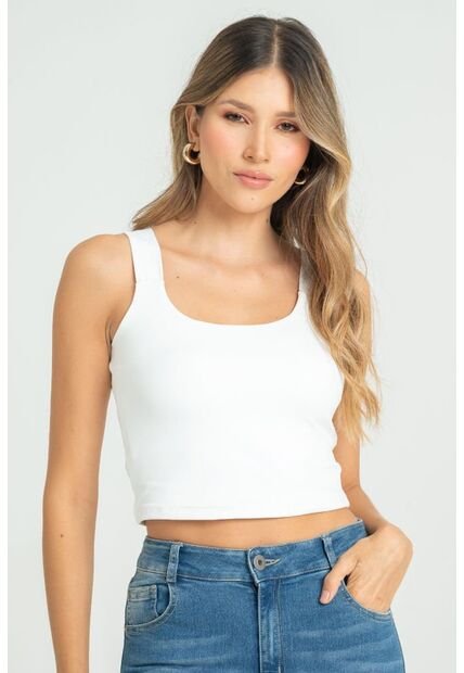 Crop Top Ssentials Blanco Ragged Pf13120805