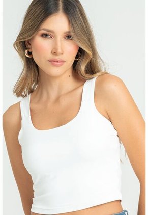 Crop Top Ssentials Blanco Ragged Pf13120805