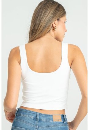 Crop Top Ssentials Blanco Ragged Pf13120805