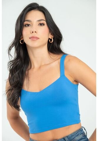 Crop Top Ssentials Azul Ragged Pf13120805 Ragged
